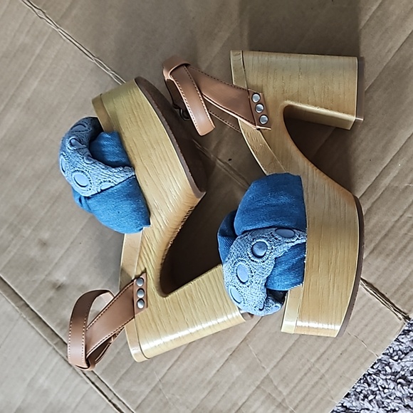 Sam & Libby Cassandra puffy denim platform sandals-7.5 - Picture 5 of 12